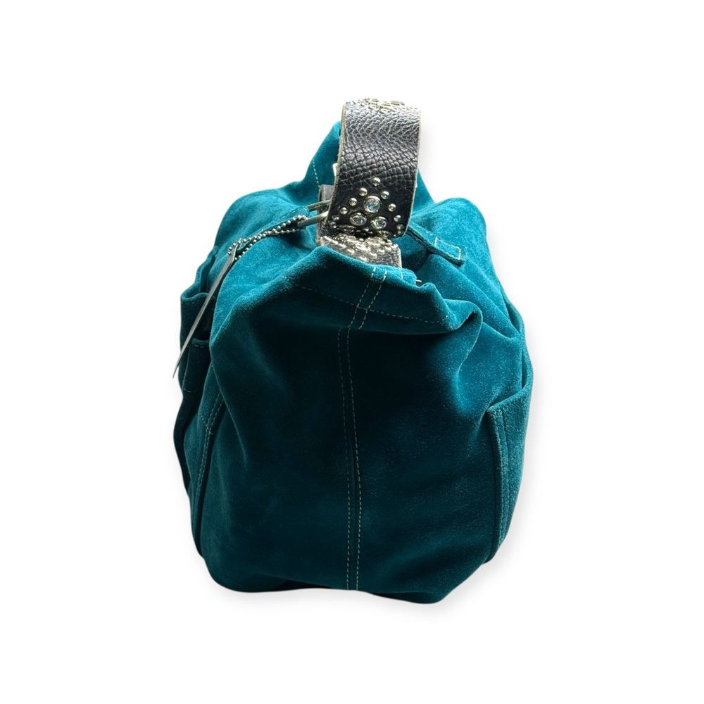 new Tylie Malibu ᪣ Utility Suede Hobo Bag ᪣ Crystal Embellish Strap ᪣ Teal Blue - Picture 7 of 16